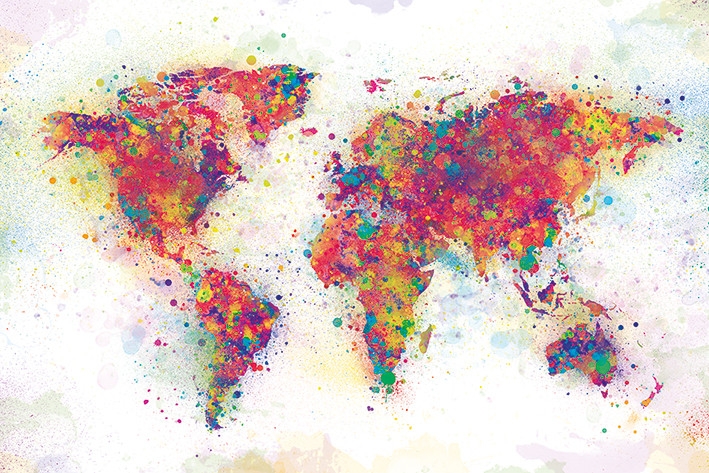 Posters Plakát, Obraz - World Map - Colour Splash, (91,5 x 61 cm)