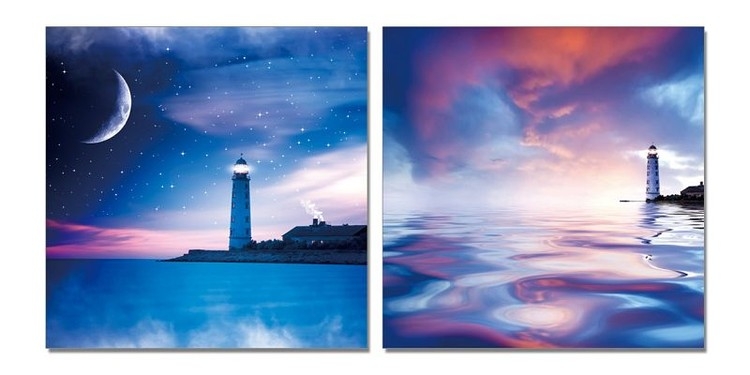 Posters Obraz na zeď - Noční maják, (120 x 60 cm)