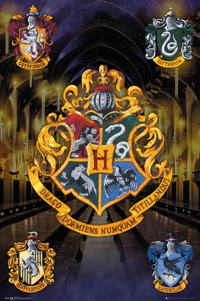 Posters Plakát, Obraz - Harry Potter - Crests, (61 x 91,5 cm)