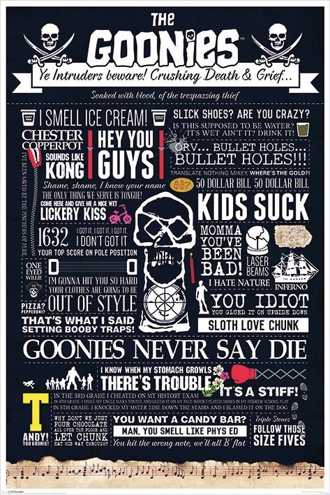 Posters Plakát, Obraz - The Goonies - Typographic, (61 x 91,5 cm)