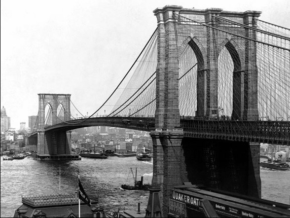 Posters Reprodukce A. LOEFLER - New York - Brooklyn bridge , (80 x 60 cm)