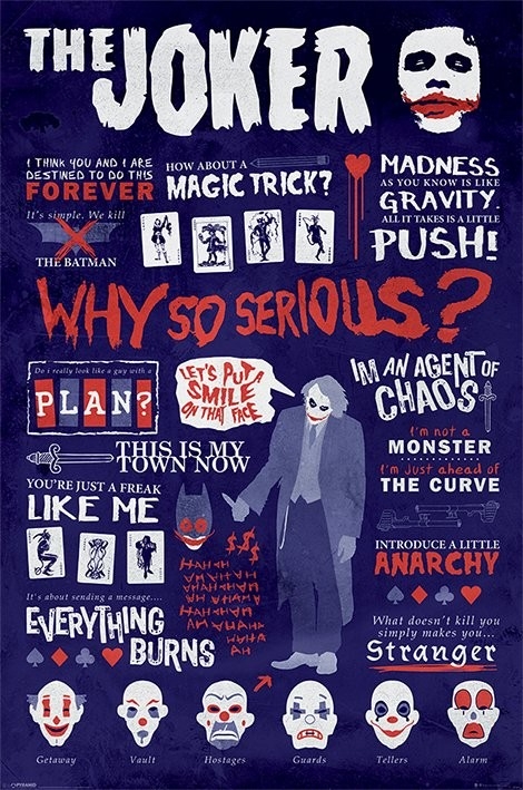 Posters Plakát, Obraz - Batman: Temný rytíř - Joker Quotographic, (61 x 91,5 cm)