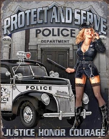 Posters Plechová cedule POLICE DEPT - protect & serve, (32 x 41 cm)