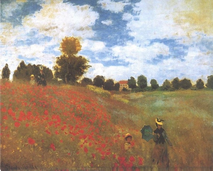 Posters Reprodukce Claude Monet - Vlčí mák, Pole s vlčím mákem, 1873 , (120 x 90 cm)