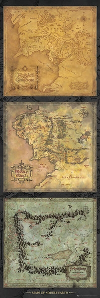 Posters Plakát, Obraz - Pán Prstenů - mapa Středozemě, (53 x 158 cm)