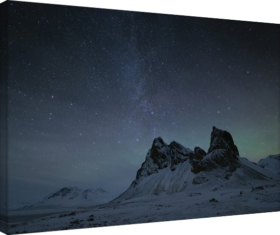 Posters Obraz na plátně David Clapp - Starry Night, Eystrahorn Mountains, Iceland, (80 x 60 cm)