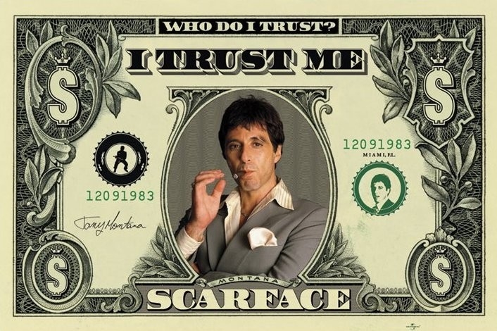 Posters Plakát, Obraz - SCARFACE - dollar, (91,5 x 61 cm)