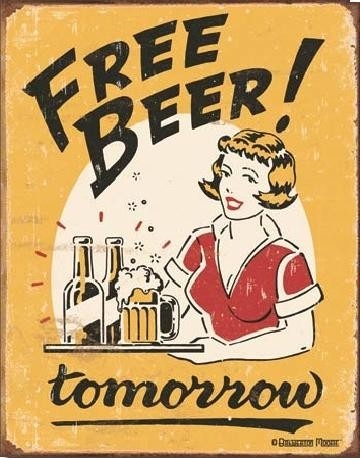 Posters Plechová cedule MOORE - free beer, (32 x 41 cm)