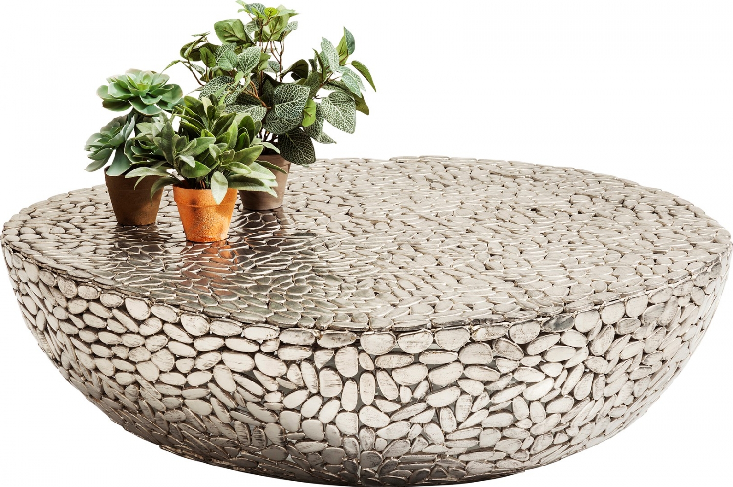 Konferenční stolek Pebbles Deluxe 115×110 cm - stříbrný