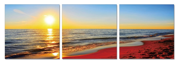 Posters Obraz na zeď - Západ slunce na pláži, (150 x 50 cm)