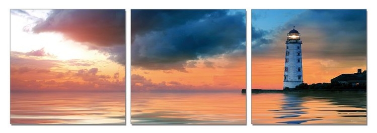 Posters Obraz na zeď - Maják v západu Slunce, (150 x 50 cm)