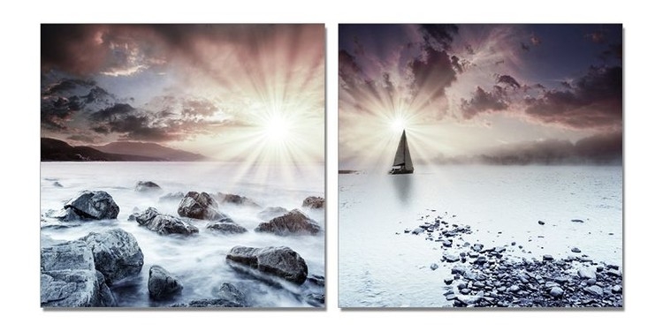 Posters Obraz na zeď - Západ slunce nad pobřežím, (100 x 50 cm)