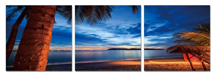 Posters Obraz na zeď - Soumrak nad palmami, (150 x 50 cm)