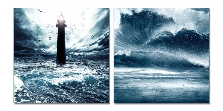 Posters Obraz na zeď - Maják v bouři, (100 x 50 cm)