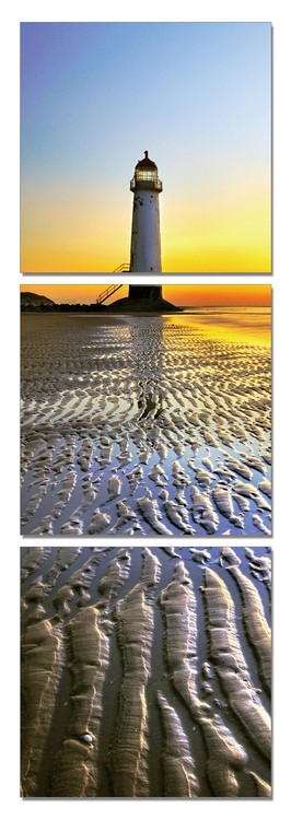 Posters Obraz na zeď - Maják při západu slunce, (60 x 180 cm)