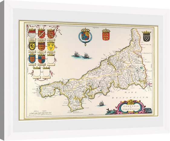 Posters Obraz na zeď - Maps - Cornwall (White)