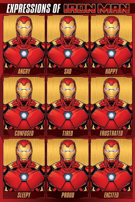Posters Plakát, Obraz - Avengers - Expressions Of Iron Man, (61 x 91,5 cm)