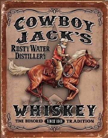 Posters Plechová cedule COWBOYS JACK'S - Whiskey, (31,5 x 40 cm)