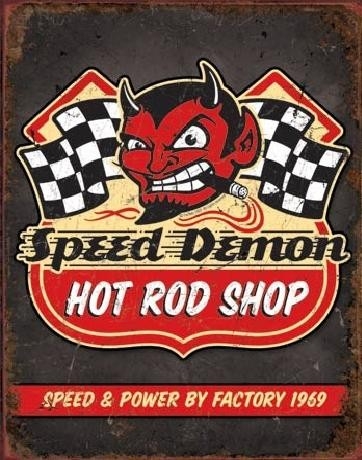 Posters Plechová cedule SPEED DEMON HOT ROD SHOP, (30 x 41 cm)