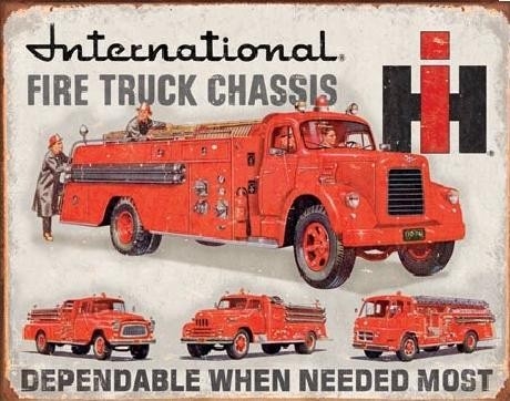 Posters Plechová cedule INTERNATIONAL FIRE TRUCK CHASS, (41 x 32 cm)