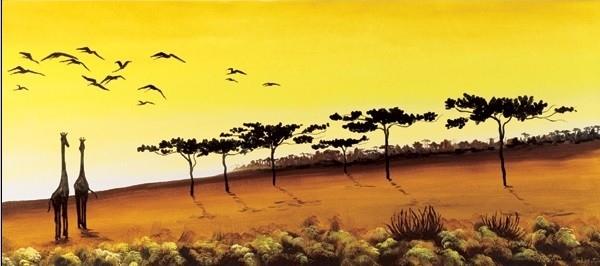 Posters Reprodukce Maria Teresa Gianola - Žirafy, Afrika , (100 x 50 cm)