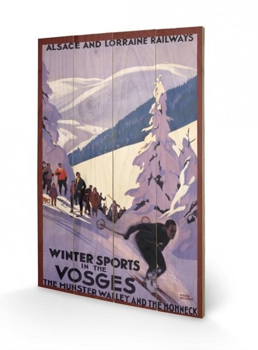 Posters Dřevěný obraz Winter Sports In The Vosges, (40 x 59 cm)