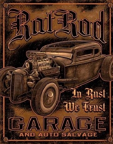 Posters Plechová cedule GARAGE - Rat Rod, (31,5 x 40 cm)