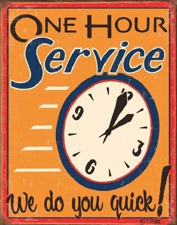 Posters Plechová cedule MOORE - ONE HOUR SERVICE, (31,5 x 40 cm)