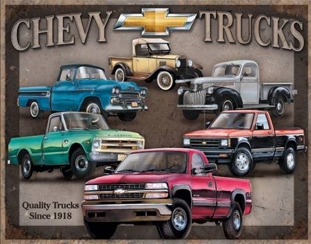 Posters Plechová cedule Chevy Trucks Tribute, (40 x 31,5 cm)