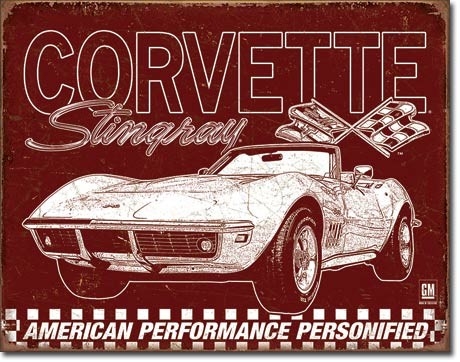 Posters Plechová cedule Corvette - 69 StingRay, (42 x 30 cm)