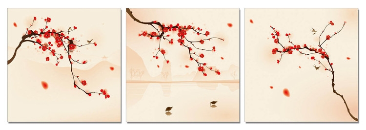 Posters Obraz na zeď - Moderní design - větve v květu, (180 x 60 cm)