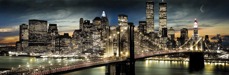 Posters Plakát, Obraz - Manhattan - night and moon, (158 x 53 cm)