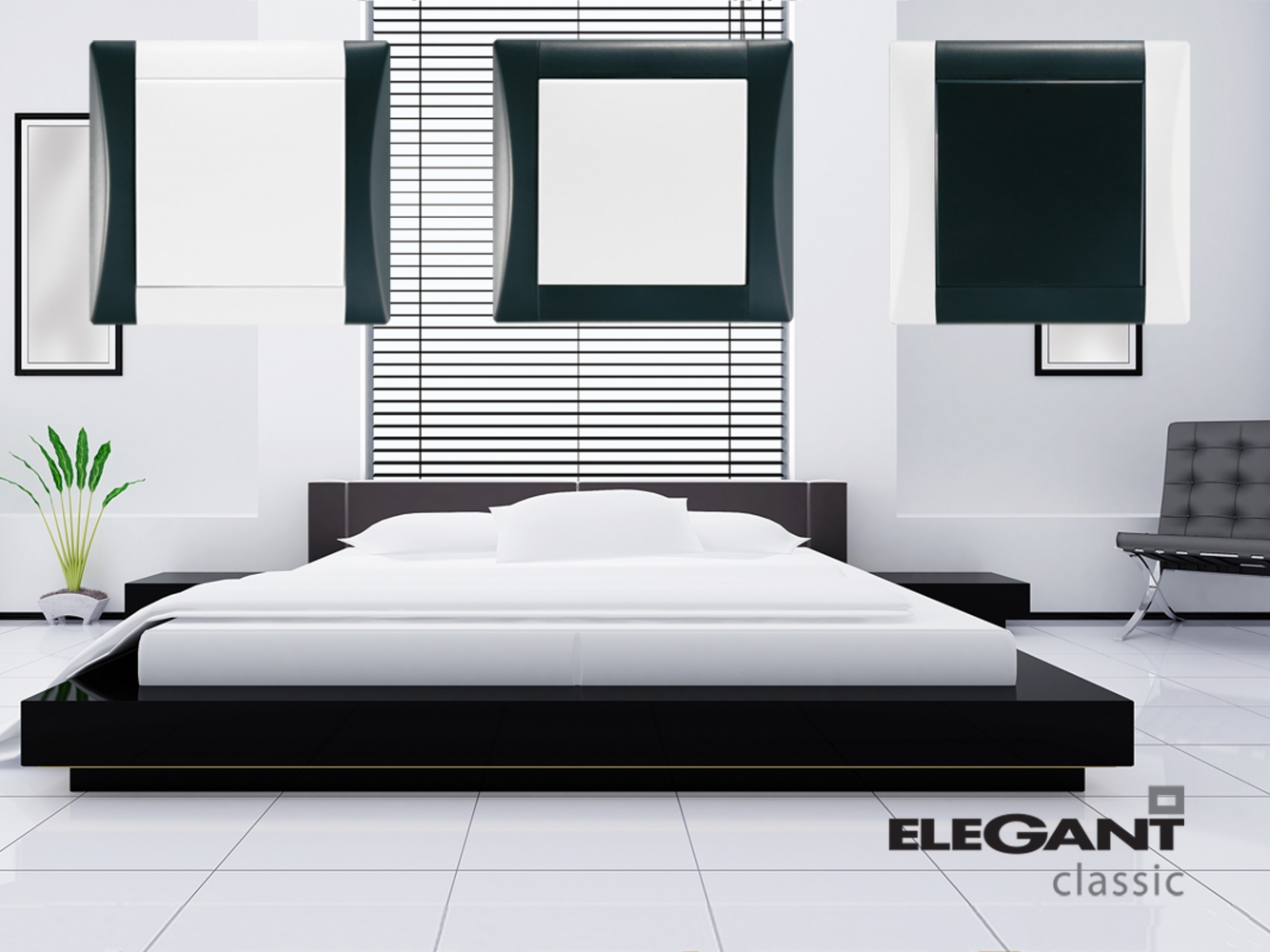 Elegant Classic vypínače černo-bílé