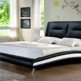Černobílá postel z ekokůže