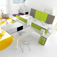 Mercury kancelářské stoly ve žluté a zelené