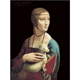 Posters Obraz, Reprodukce - Dáma s hranostajem, Leonardo Da Vinci, (24 x 30 cm)