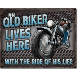 Posters Plechová cedule Old Biker - Ride, (16 x 12,5 cm)