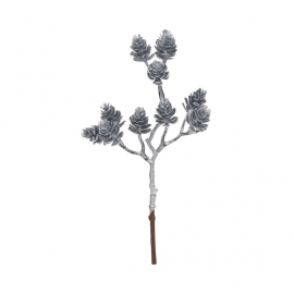 WINTERGREEN Větvička se šiškami 22,5 cm - stříbrná