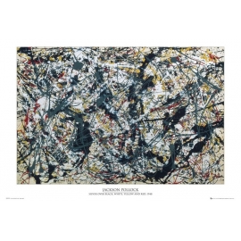 Posters Plakát, Obraz - Jackson Pollock - silver on black, (91,5 x 61 cm)