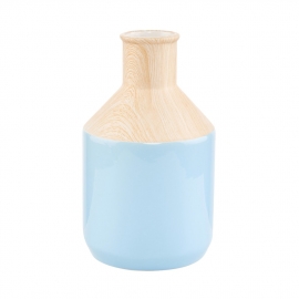 PASTELLO Keramická váza vzhled dřeva - světle modrá