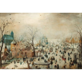 Posters Skleněný Obraz Winter Landscape With Skaters, Hendrick Avercamp
