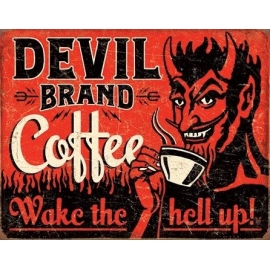 Posters Plechová cedule Devil Brand Coffee, (40 x 31,5 cm)