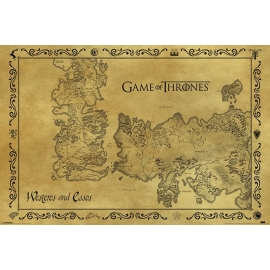 Posters Plakát, Obraz - Hra o Trůny (Game of Thrones) - mapa starý styl, (91,5 x 61 cm)