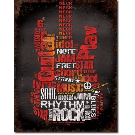 Posters Plechová cedule Guitar Inspiration, (12,5 x 16 cm)
