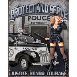 Posters Plechová cedule POLICE DEPT - protect & serve, (32 x 41 cm)