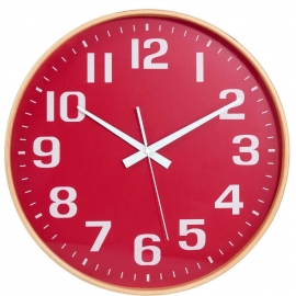 TIMBER TIME Nástěnné hodiny - červená