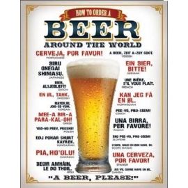 Posters Plechová cedule PIVO - Jak si objednat pivo, (31,5 x 40 cm)