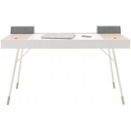 Cupertino stůl - bílá a světlé dřevo
