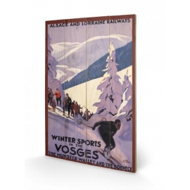 Posters Dřevěný obraz Winter Sports In The Vosges, (40 x 59 cm)