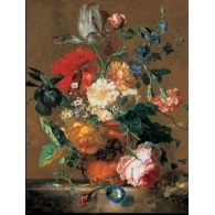 Posters Obraz, Reprodukce - Váza s květinami, Jab van Huysum, (60 x 80 cm)